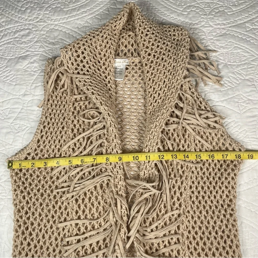 Minnie Rose Crochet Fringe Cardigan Boho 100% Cotton Vest Size S - Picture 8 of 9